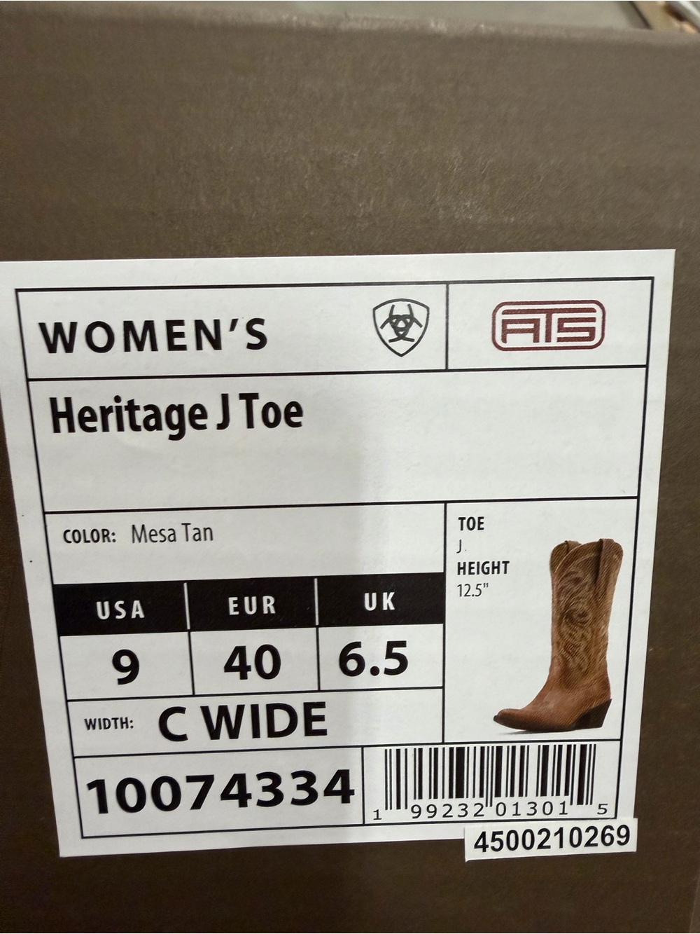 Ariat Mesa Tan Women's Heritage J Toe Western Boots - Picture 5 of 5